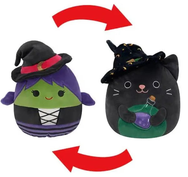 Squishmallows Flip-A-Mallows 8 Inch Roslyn the Witch & Cleo the Cat Plush