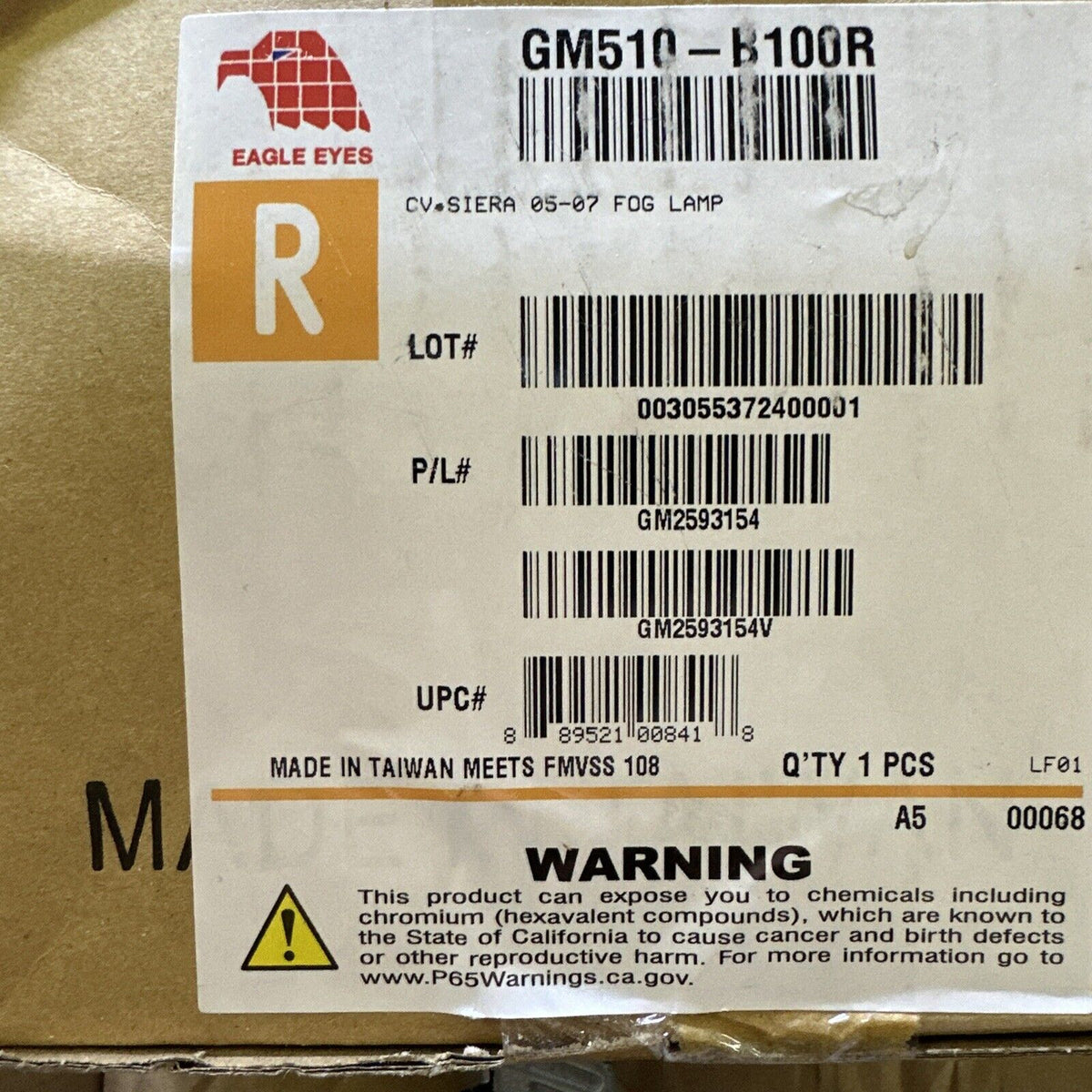 Fog Light Bumper Lamp for 05-07 GMC Sierra Pickup Passenger Right nib