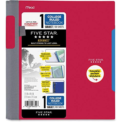 Five Star Advance Spiral Notebook Plus Study App, 1 Subject