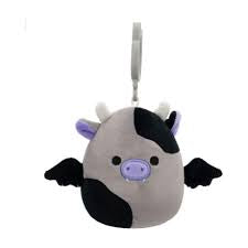 Squishmallows Bridget the Cow Bat Clip-On Halloween Plush
