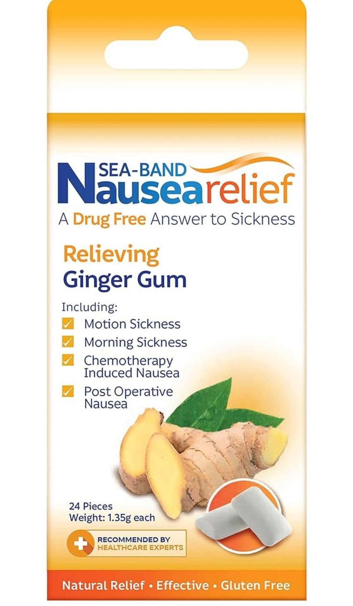 Sea-Band Anti-Nausea Ginger Gum For Motion & Pregnancy Morning Sickness