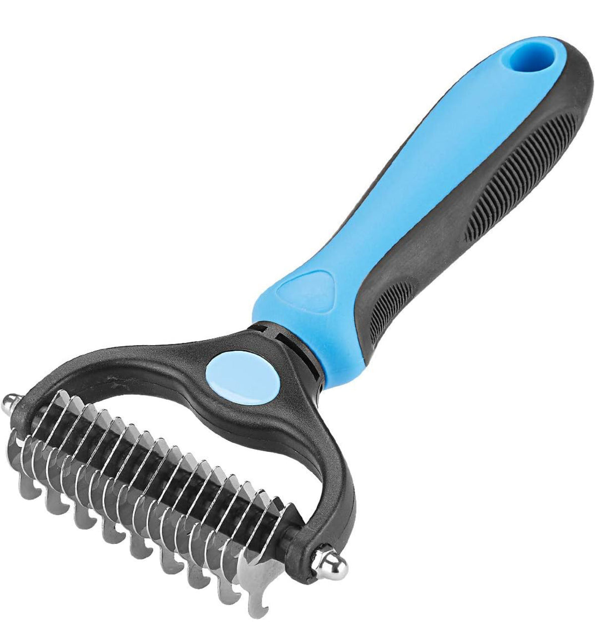 Double sided pet comb, grooming tool, for underfur removal and deshedding