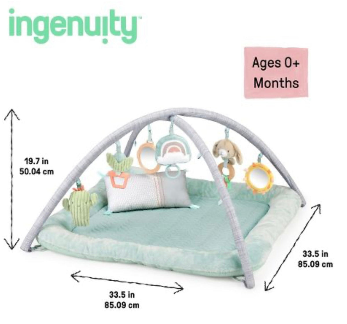 Ingenuity Calm Springs Plush Activity Gym for Baby, Ultra-Soft Premium Mat.
