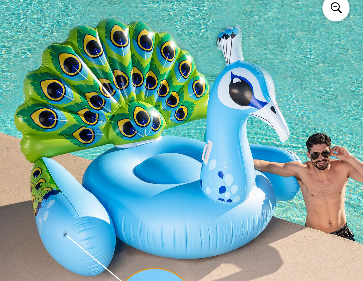 Giant peacock pool float with handles