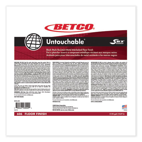 Untouchable Floor Finish with SRT, 5 gal Bag-in-Box BET606B500 BETCO