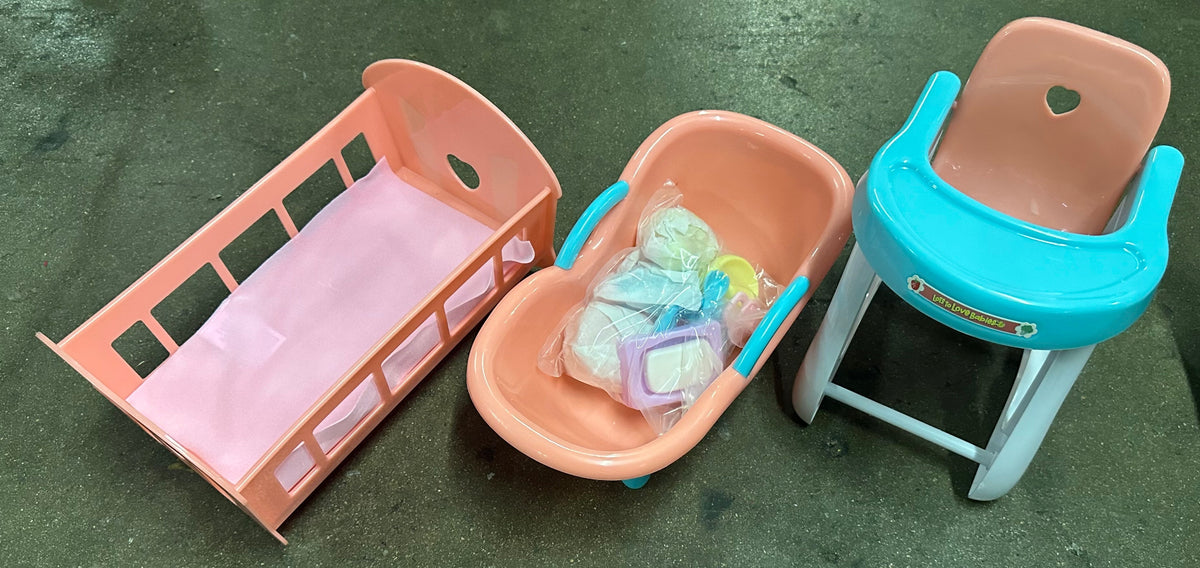 JC Toys Deluxe Doll Accessory Bundle | High Chair, Crib