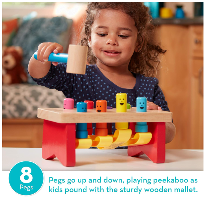 Melissa & Doug Deluxe Pounding Bench Wooden Toy With Mallet