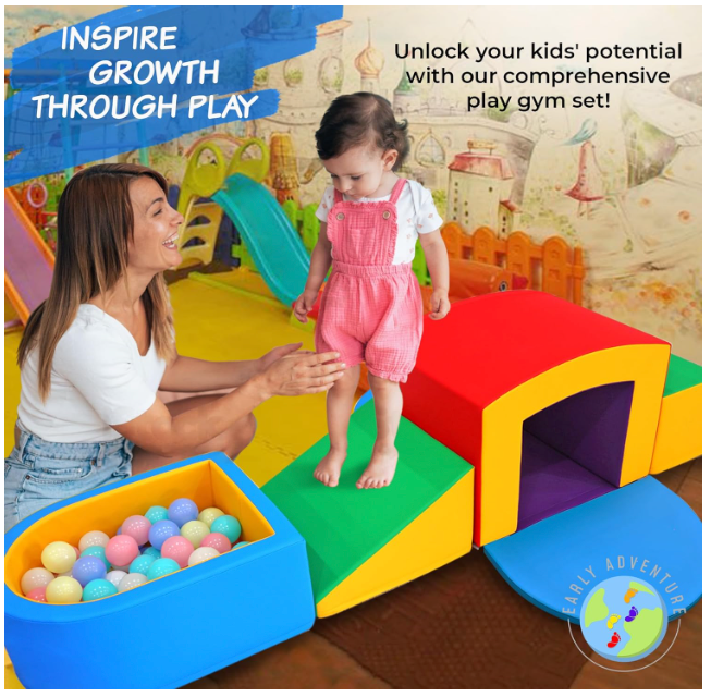 Early Adventure - Foam Climbing Blocks for Toddlers with Tunnel and Ball Pit