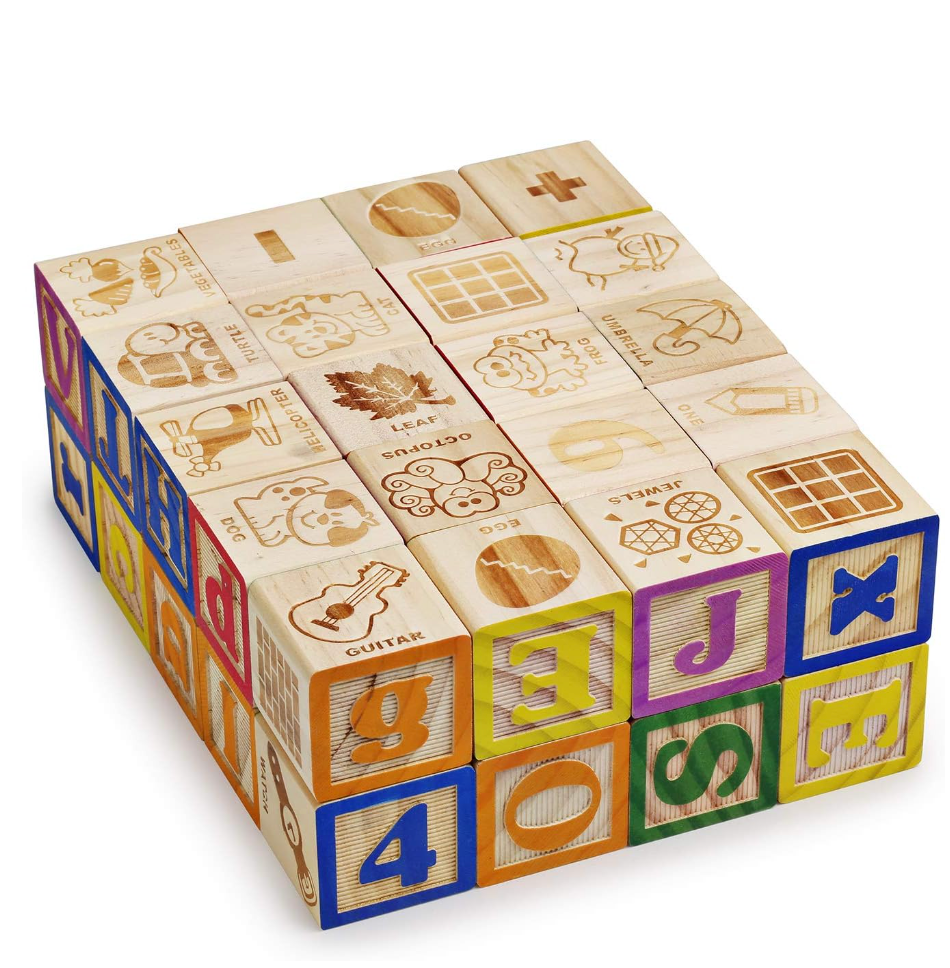 SainSmart Jr. Wooden ABC Blocks 40PCS Stacking Blocks