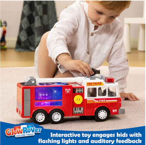 Toddler Fire Truck Toy with LED Projections & Sirens