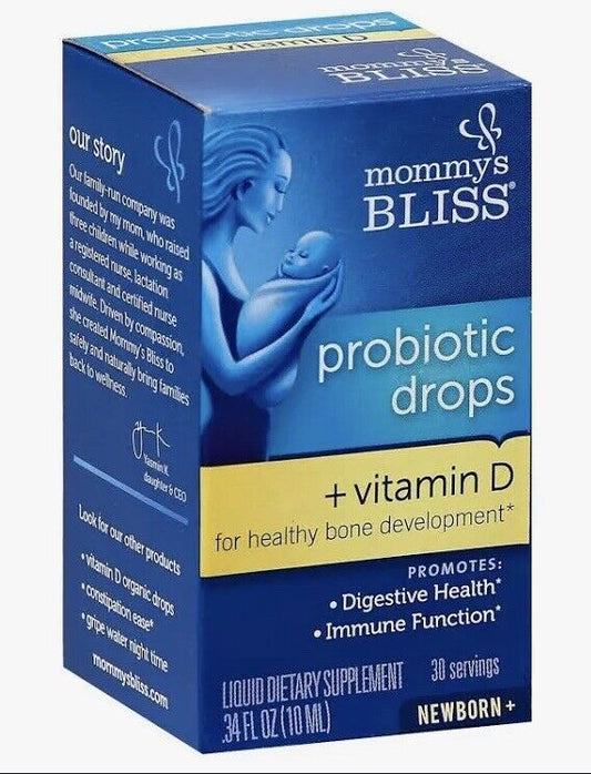 2 Pack Of Mommy's Bliss Baby Probiotic Drops + Vitamin D .34oz (.68) Exp 08
