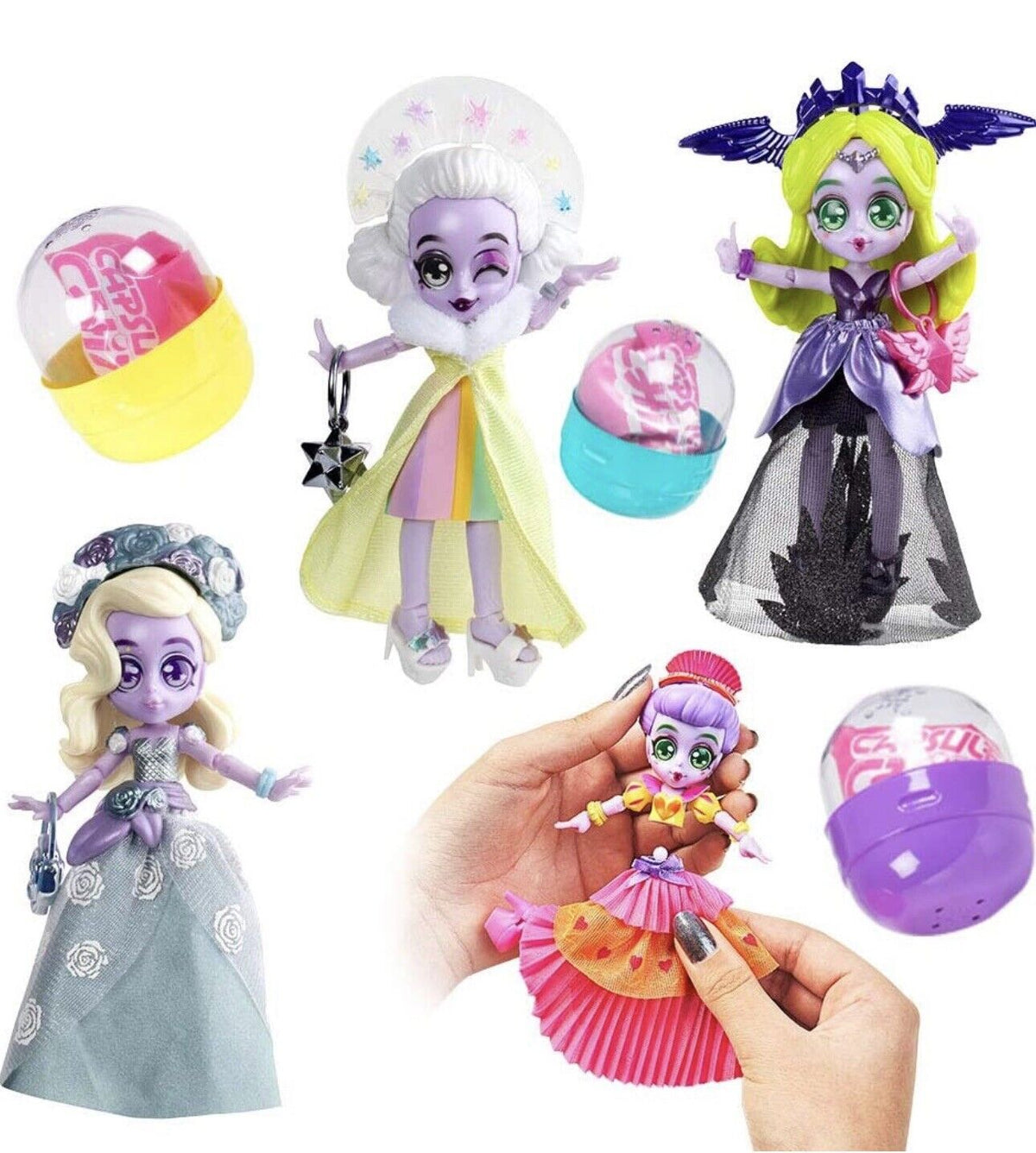 Capsule Chix Ultimix 4 Pack, 4.5 inch Small Doll with Capsule Machine NEW