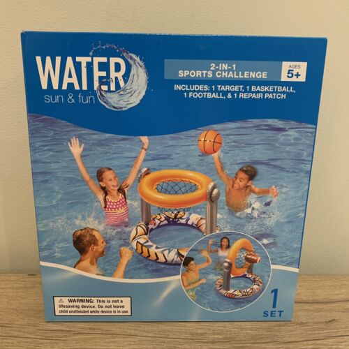 Water Sun & Fun 2 in 1 Sports Challenge Basketball and Football Swimming Pool