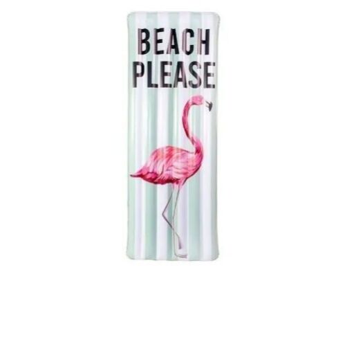 Pool Candy Inflatable Deluxe Pool Raft Float BEACH PLEASE Flamingo 74"