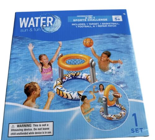 Water Sun & Fun 2 in 1 Sports Challenge Basketball and Football Swimming Pool