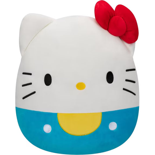 Squishmallows Sanrio Hello Kitty Blue Overalls Plush, 12 Inch