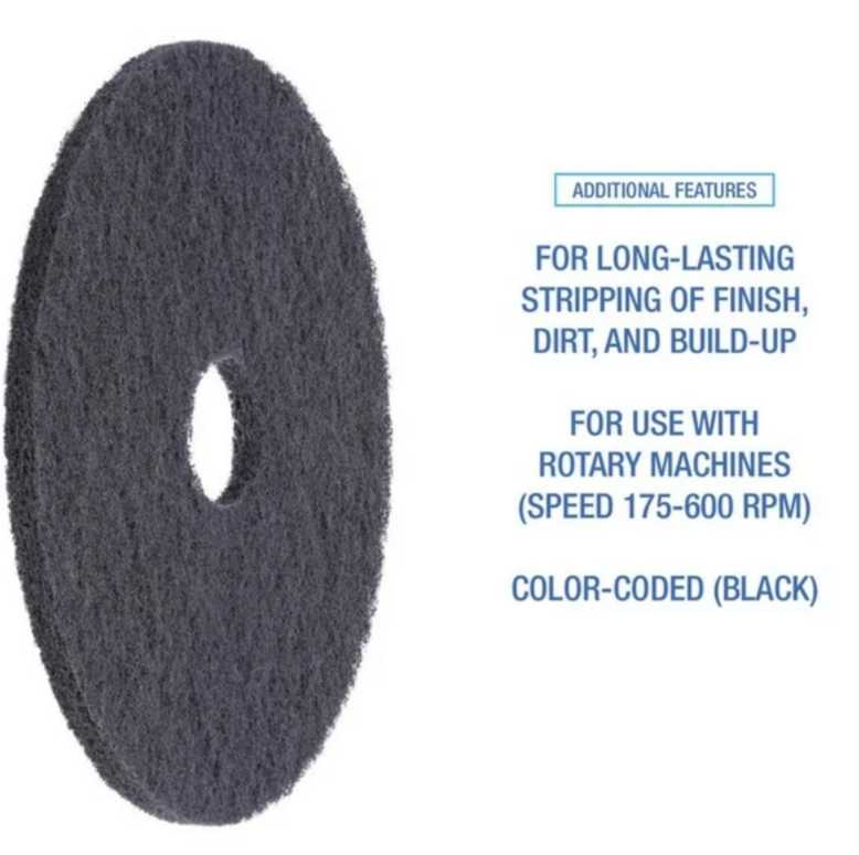 Boardwalk Standard Floor Pads 17" Diameter Black 5 / Carton BWK4017BLA
