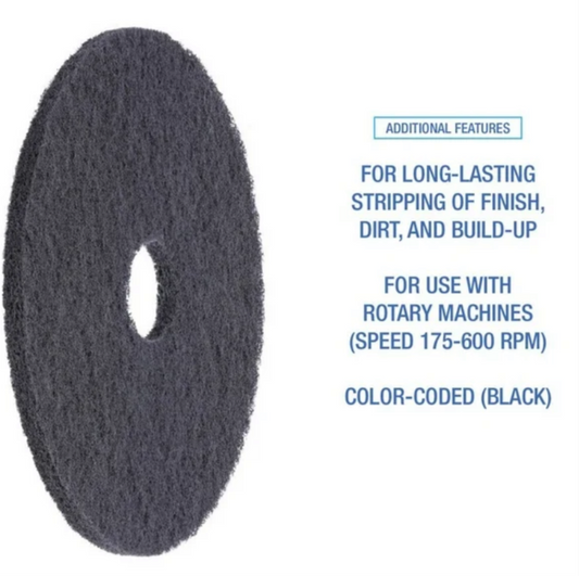 Boardwalk Standard Floor Pads 17" Diameter Black 5 / Carton BWK4017BLA