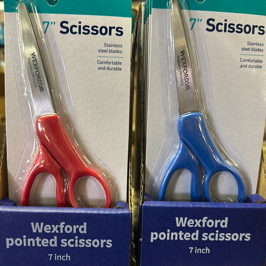Case, 12ct 7” scissors red / blue / purple assorted comfort handle