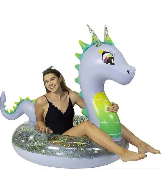 Pool Candy Glitter Dragon Large Pool Float Tube 40" Diameter