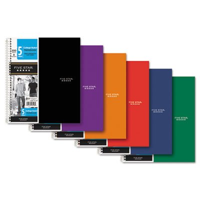 Five Star Spiral Notebook, 5 Subject, Wide Ruled, 200 Sheets, 11 x 8.5 Inch