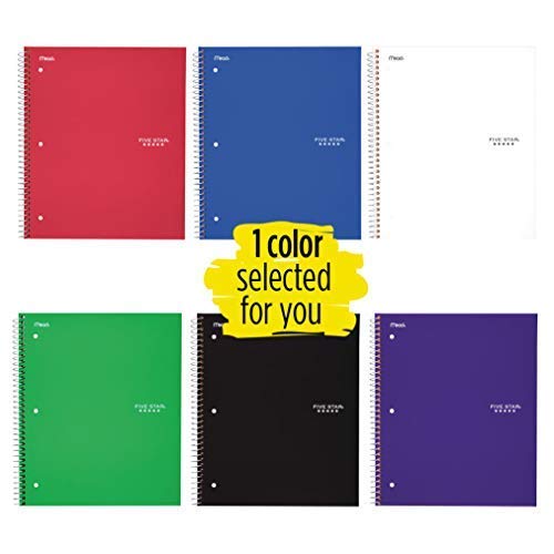 Five Star Spiral Notebook, 1 Subject, Wide Ruled Paper, 100 Sheets
