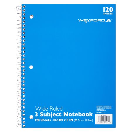 Wexford 3 Subject Wide Ruled Notebook Assortment - 120.0 sh