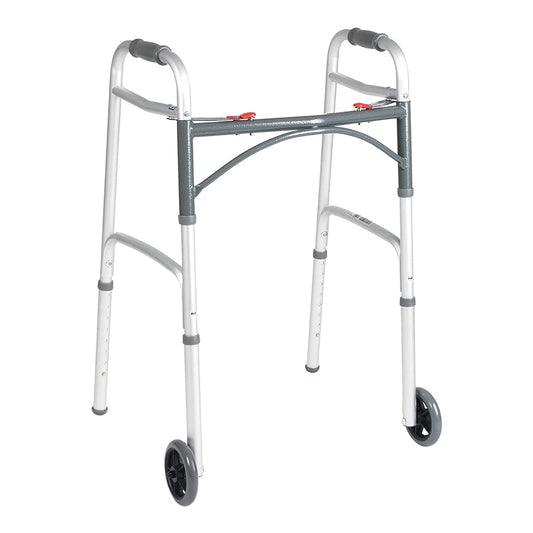 Drive Medical Deluxe - Walker two button folding w / 5" wheels