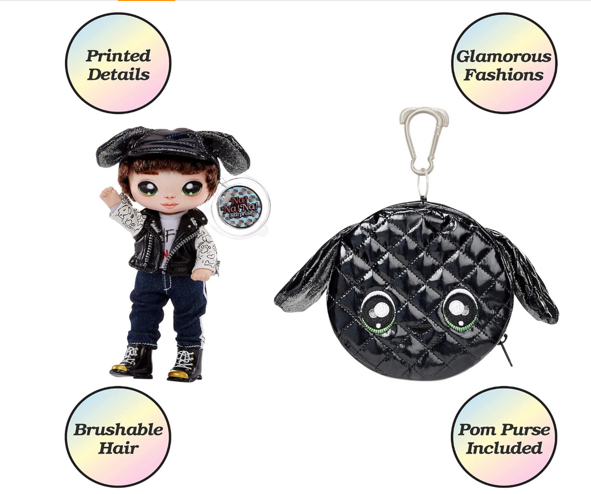 Na Na Na Surprise Glam Series Maxwell Dane Fashion Doll And Metallic Puppy