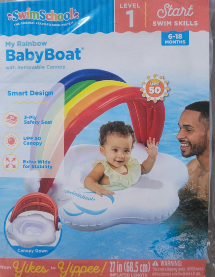 My rainbow, baby boat with removable canopy
