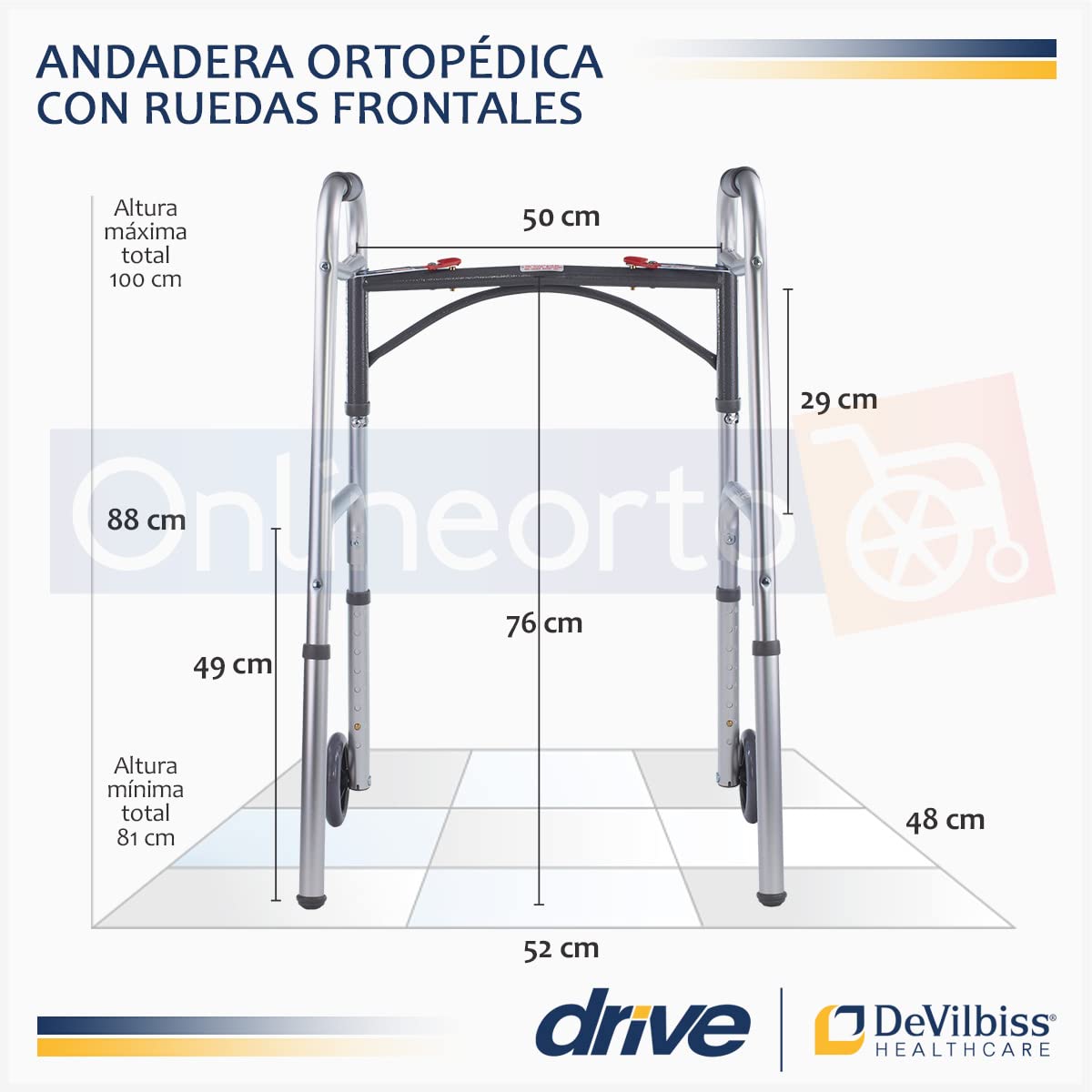 Drive Medical Deluxe - Walker two button folding w / 5" wheels