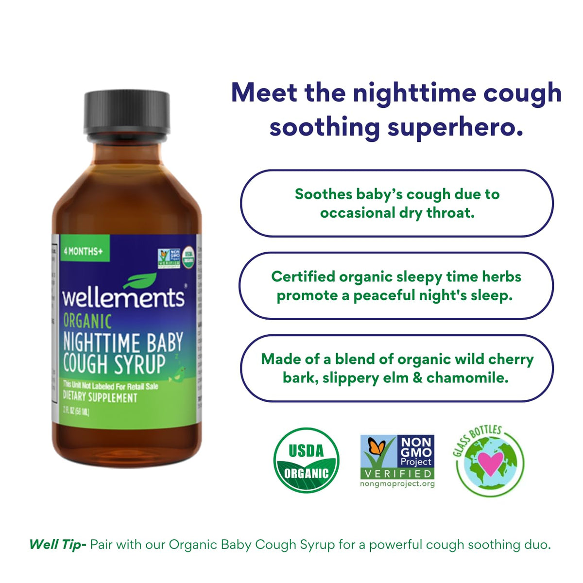 Wellements Organic Baby Feel Better Kit | Organic Nighttime Baby Cough Syrup