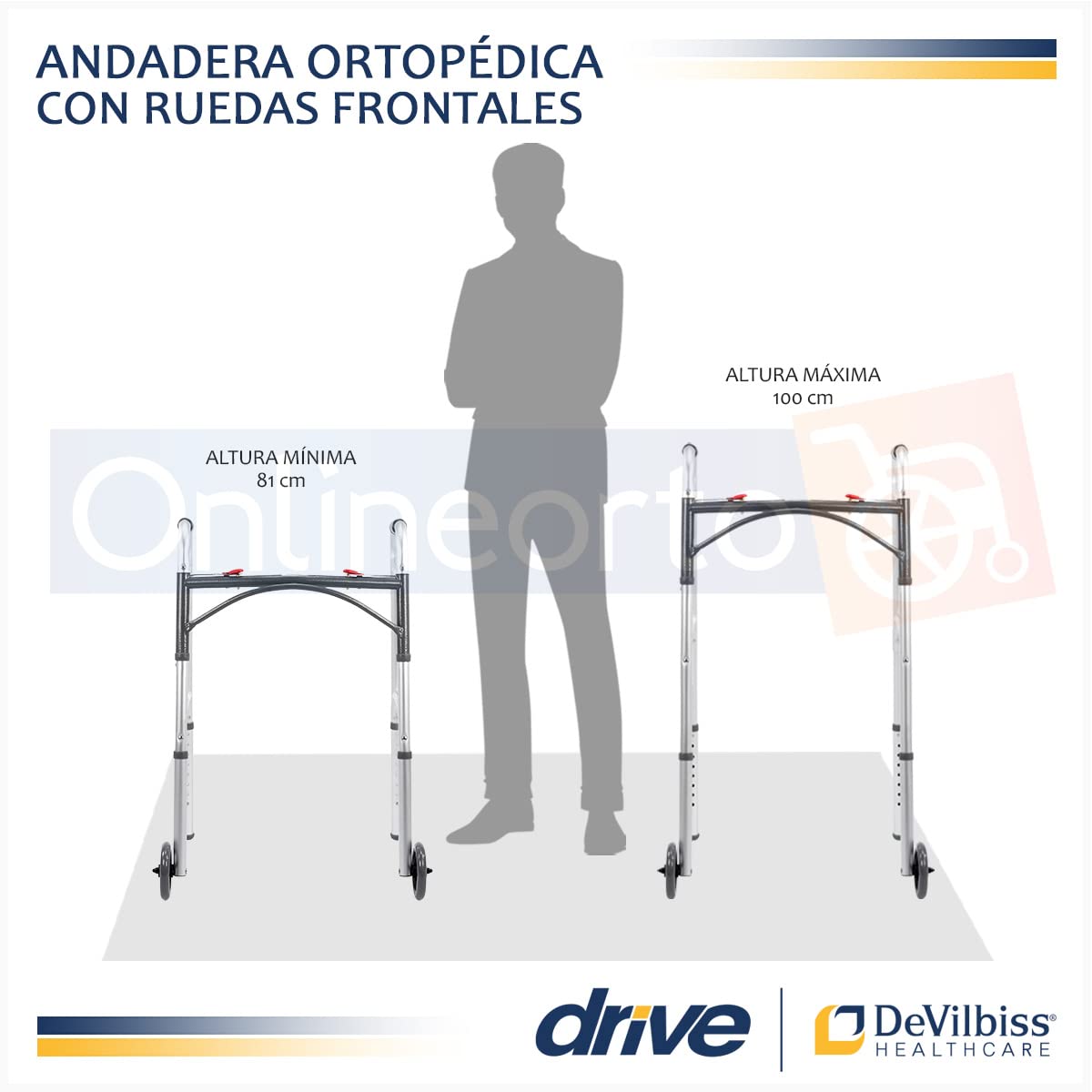 Drive Medical Deluxe - Walker two button folding w / 5" wheels
