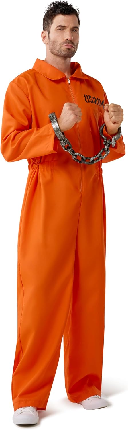 Spooktacular Creations Orange Prisoner Jumpsuit Costume, Adult Unisex, XL