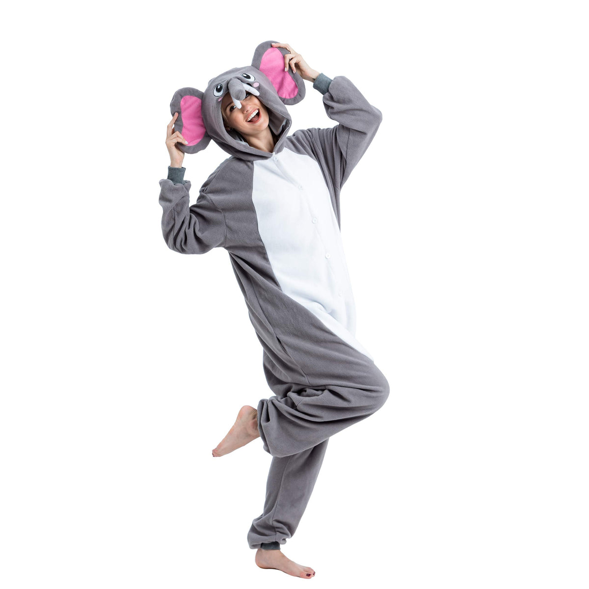 Adult & Kids Elephant Unisex Pajama Plush jumpsuit One Piece Animal Costume