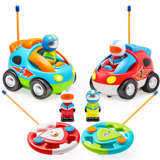 2 Pack Cartoon Remote Control Car with Music & Sound for toddlers & Kids