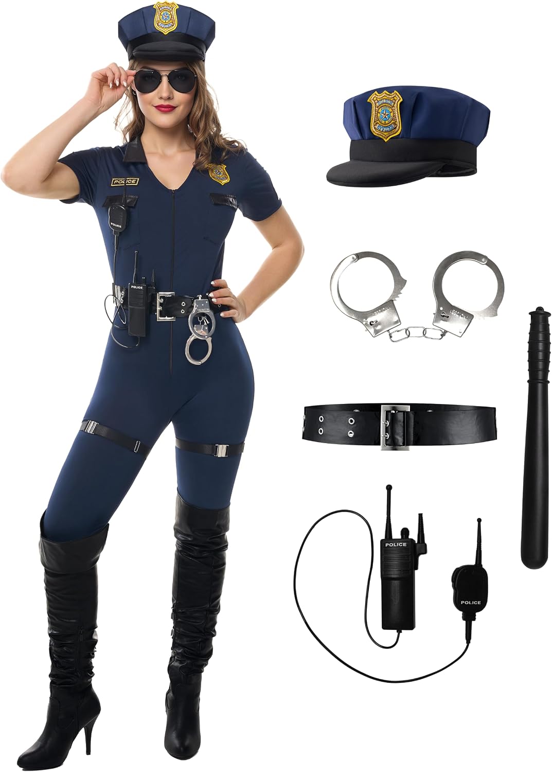 Spooktacular Creations Women Police Costume, 7 Pcs