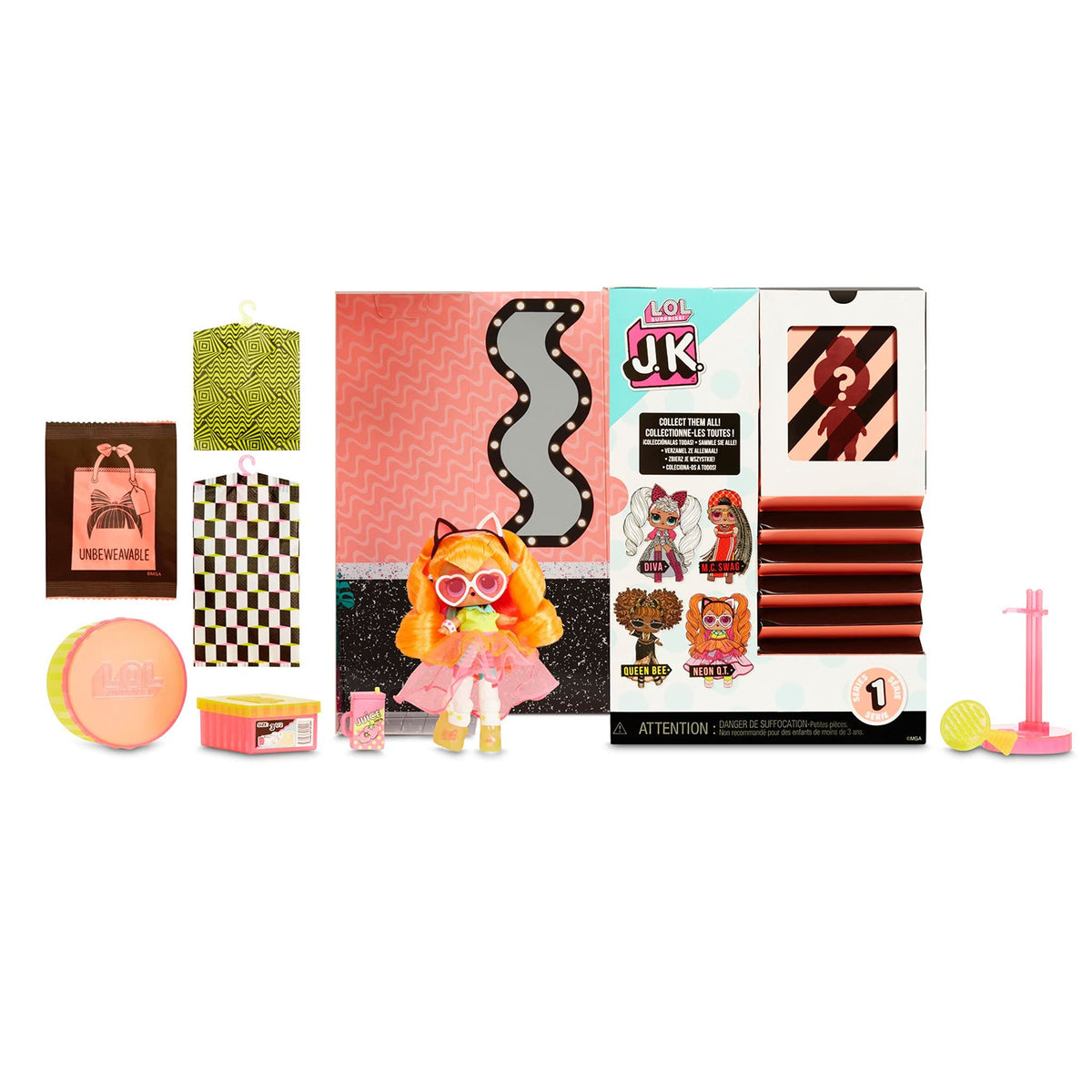 L.O.L. Surprise! JK Neon Q.T. Mini Fashion Doll with 15 Surprises