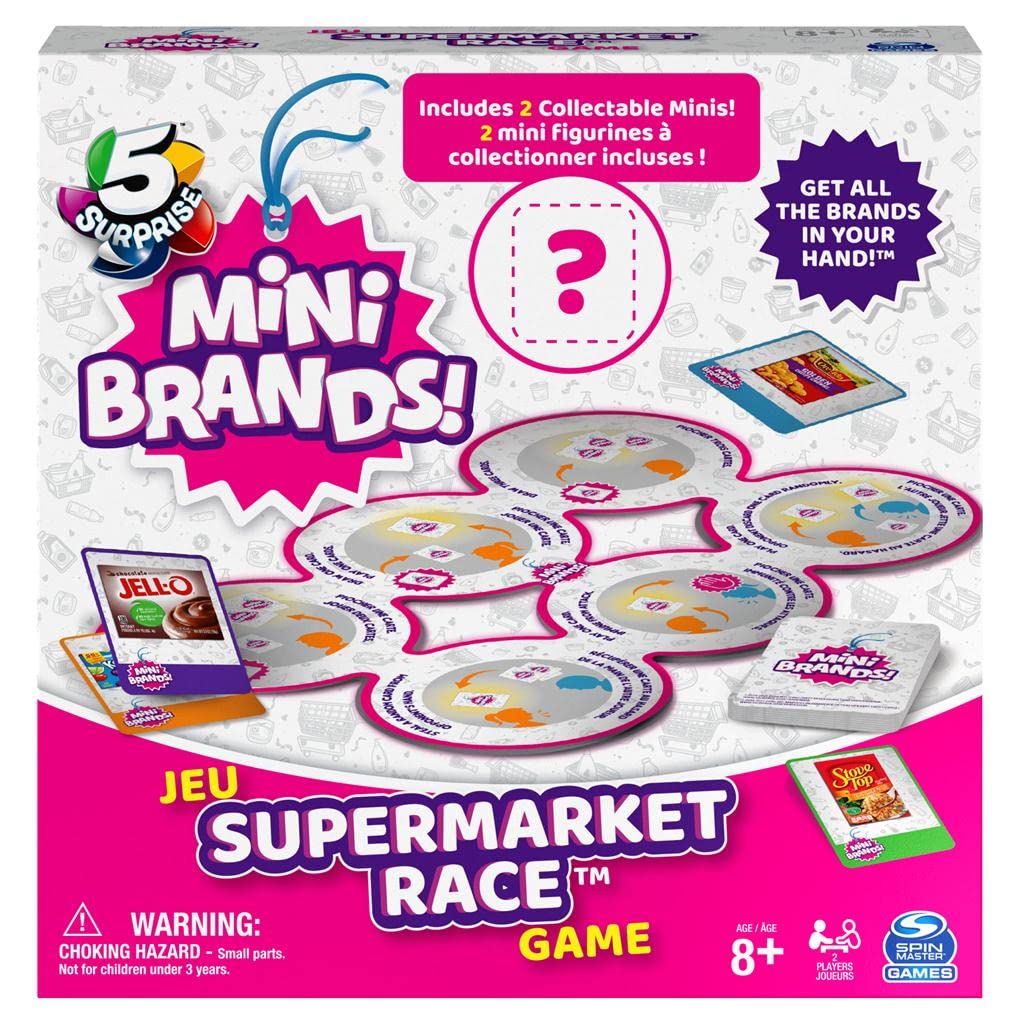 Surprise Mini Brands Supermarket Race Board Game w / 2 Collectible Movers