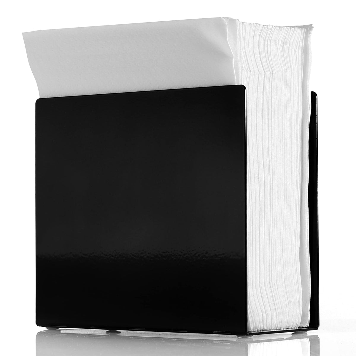 Modern Glossy Metal Napkin Holder - Black - 2pack