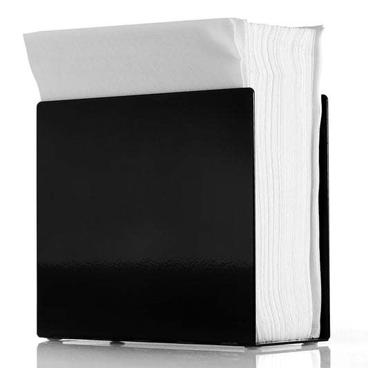 Modern Glossy Metal Napkin Holder - Black - 2pack