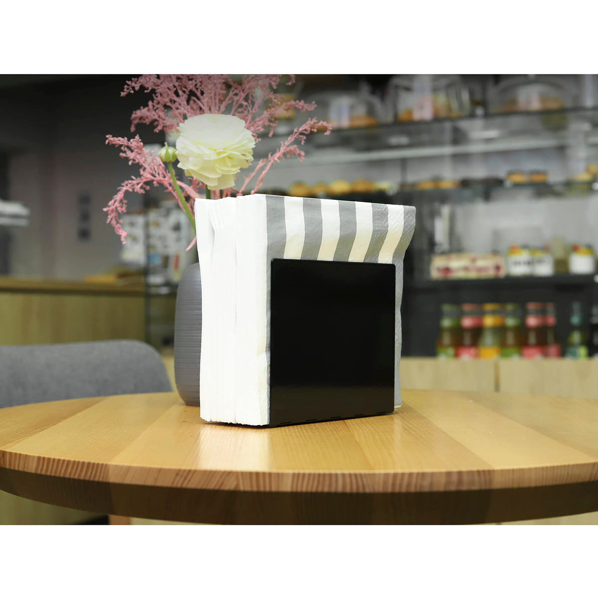 Modern Glossy Metal Napkin Holder - Black - 2pack