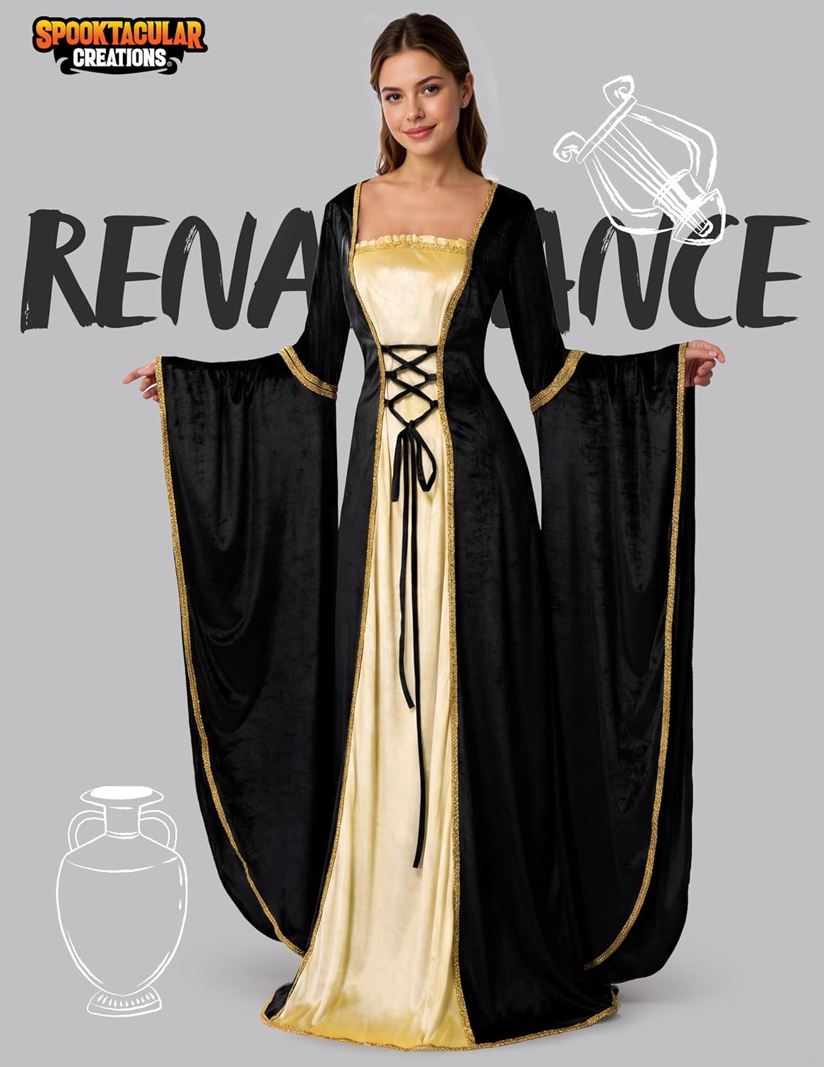 Spooktacular Creations Women's Velvet Renaissance Medieval Dress Costume, XL