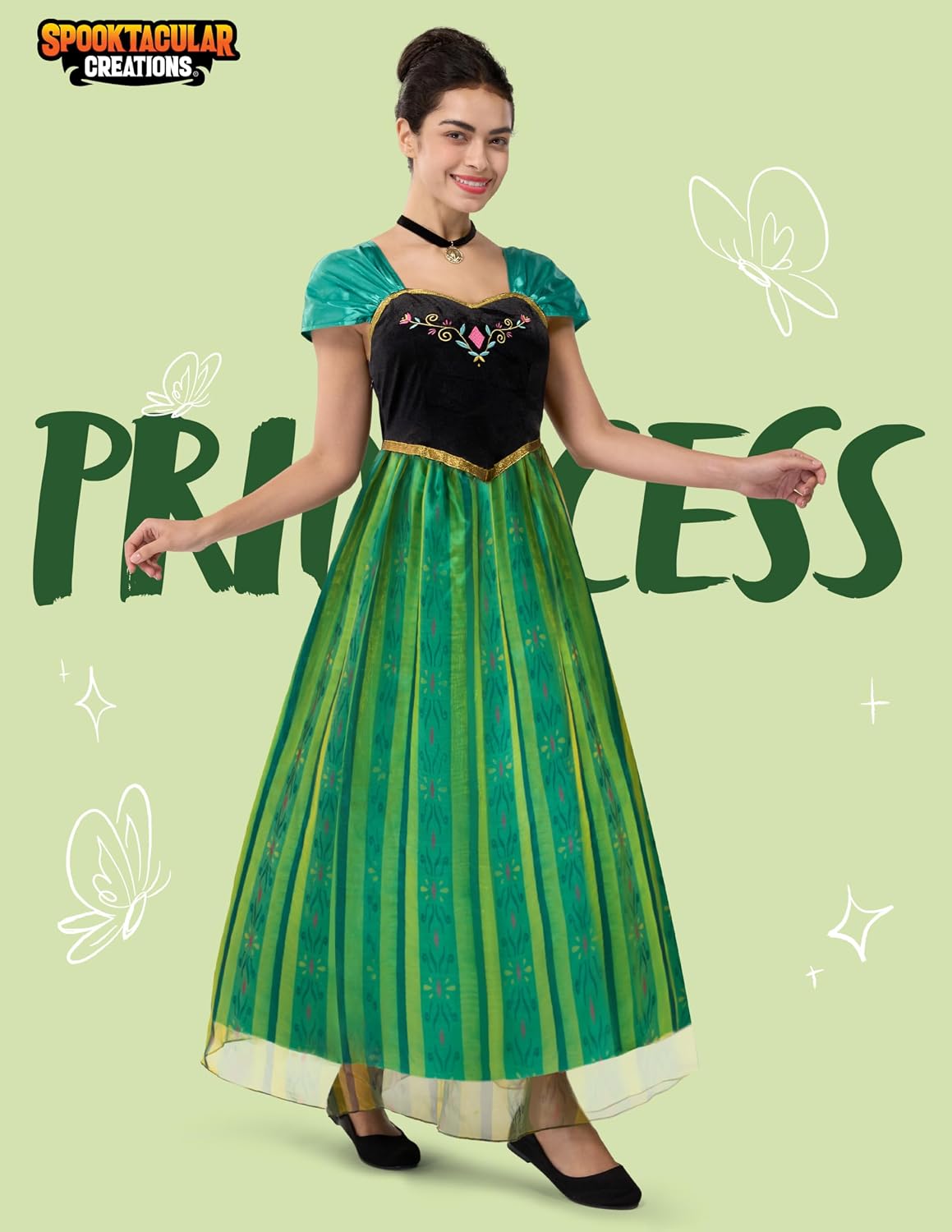 Spooktacular Creations Women's Green Princess Coronation Dress Costume, Medium