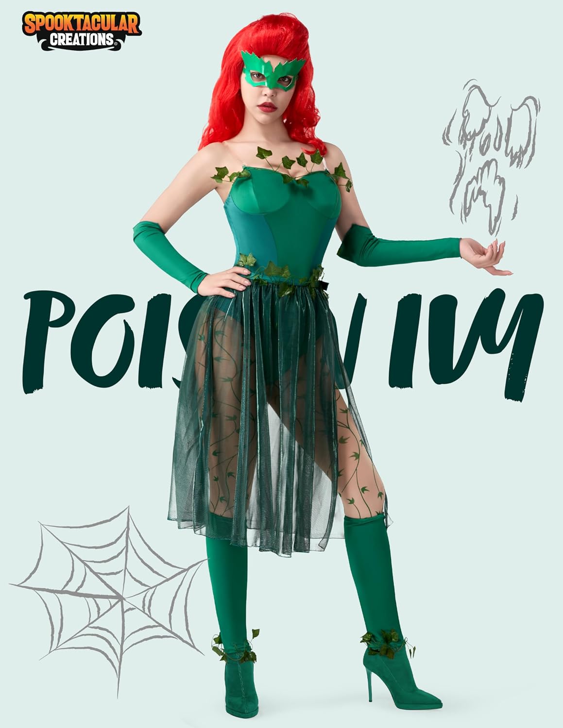 Spooktacular Creations Women's 9-Piece Green Ivy Costume with Wig, Medium