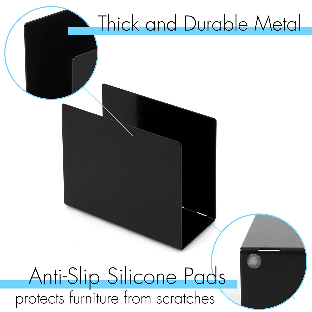 Modern Glossy Metal Napkin Holder - Black - 2pack