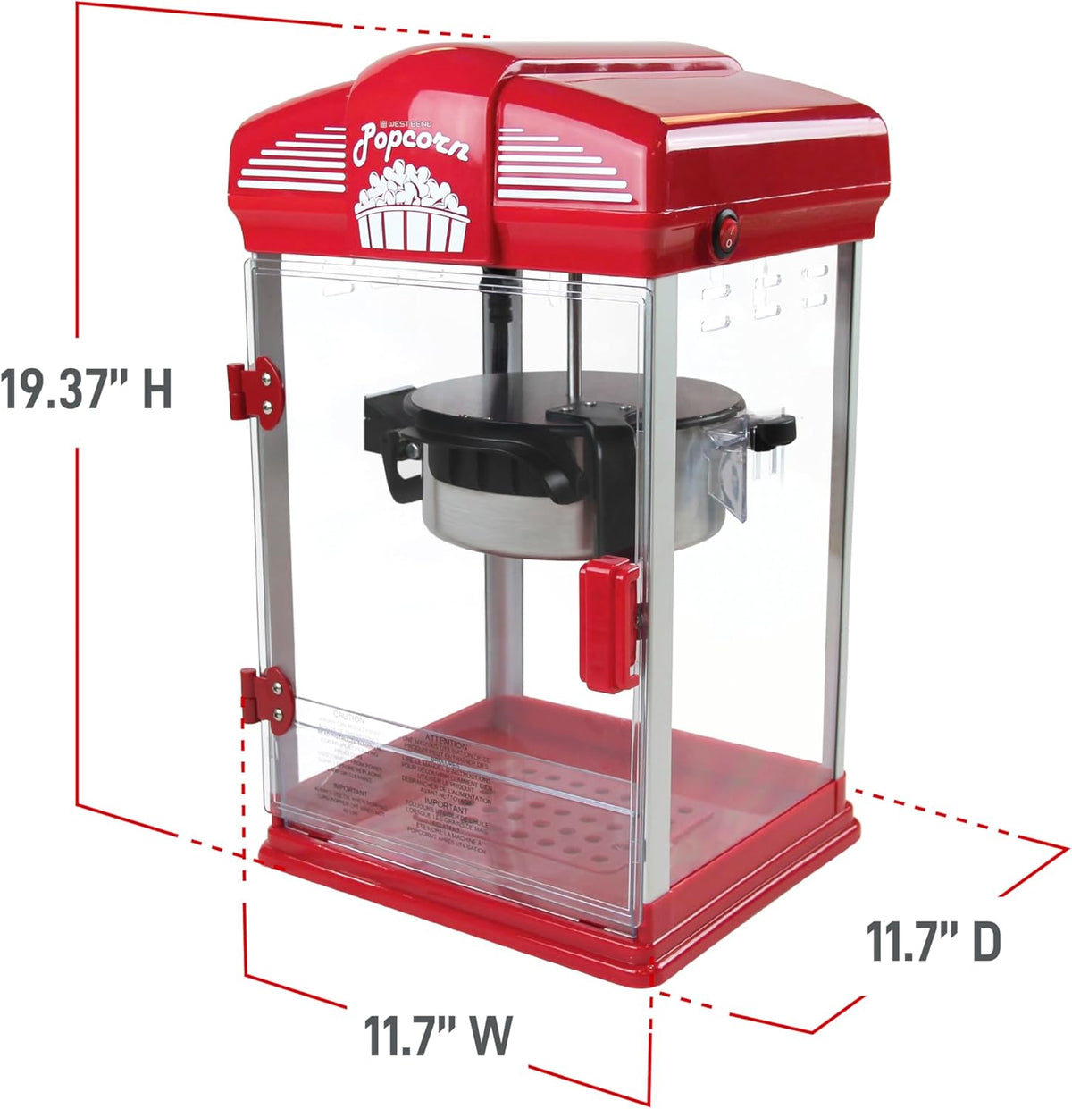 West Bend Stir Crazy Movie Theater Gourmet Popcorn Machine, 4 Qt., Red