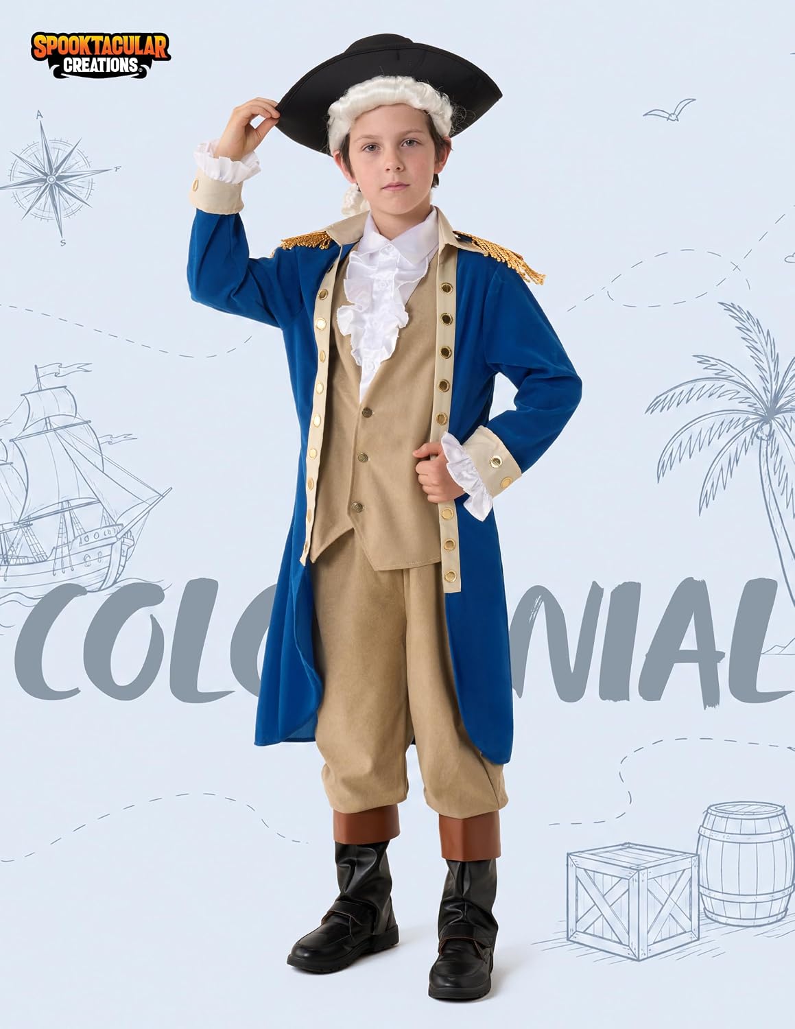 Spooktacular Creations Kids George Washington Costume, Large (10-12)