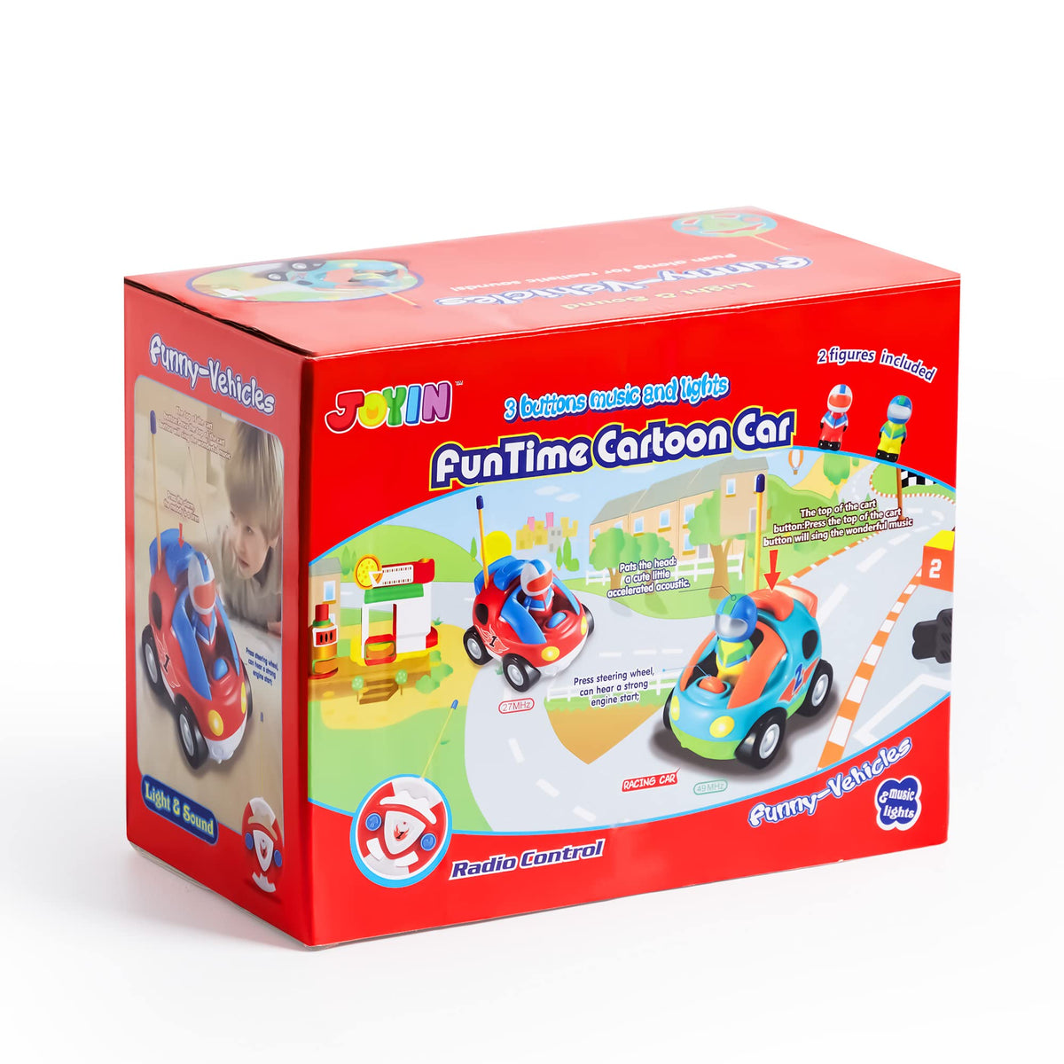 2 Pack Cartoon Remote Control Car with Music & Sound for toddlers & Kids
