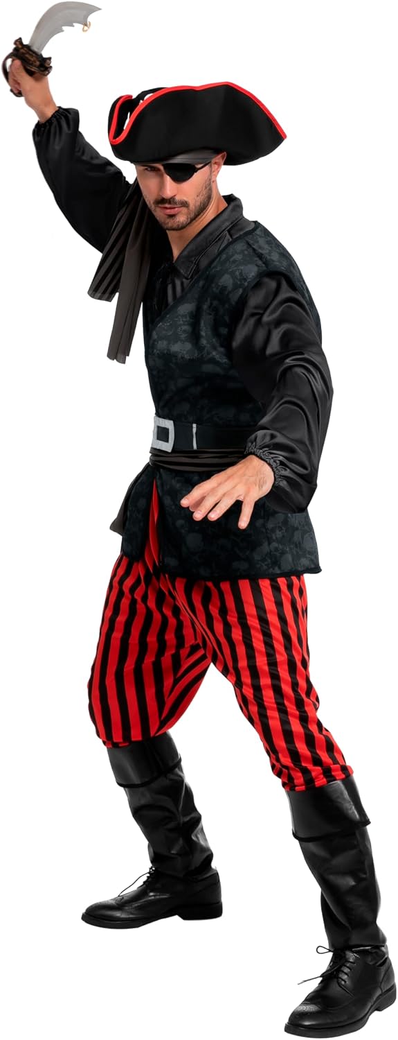 Spooktacular Creations Men's Pirate Costume, Shirt, Vest, Pants & Hat, XL
